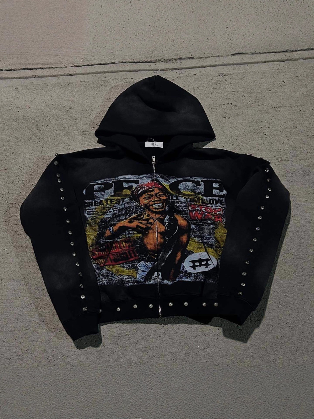 Embroidery Zip Up Hoodie - 2026년 신상 미국 힙합 루즈핏 후드티