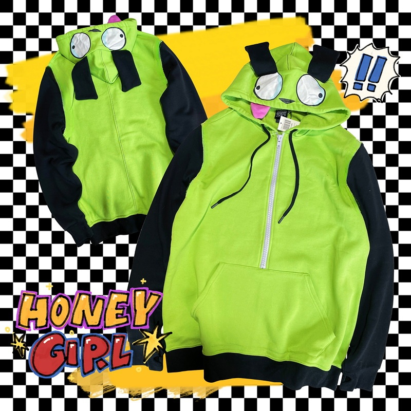Embroidery Zip Up Hoodie - Anime Invader 코스프레 의상 코트 Alien