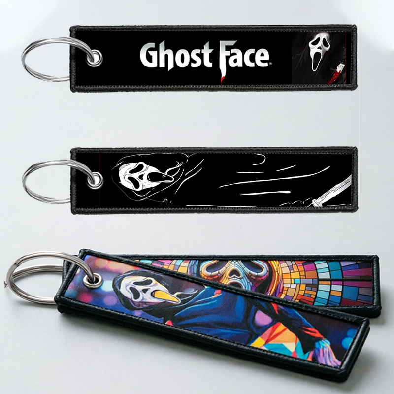Embroidery Keychain - 고스트 페이스 키체인 남녀공용 자수 키홀더