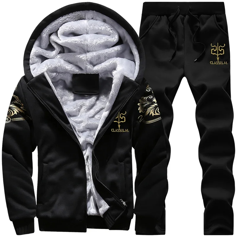 Embroidery Zip Up Hoodie - 가을 겨울 남성 스포츠 세트 캐주얼