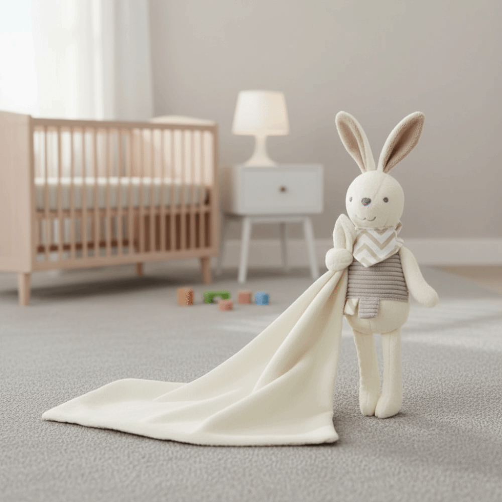 Embroidery Rabbit - 사각형 모양 아기 토끼 이불 우아한