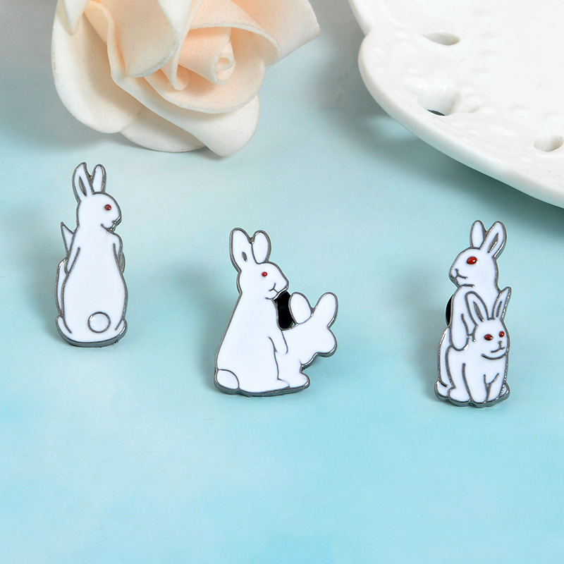 브로치 핀 만화 동물 토끼 라펠 에나멜 핀 데님 재킷, - Embroidery Rabbit 리뷰 및 가격