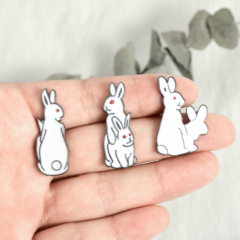 브로치 핀 만화 동물 토끼 라펠 에나멜 핀 데님 재킷, - Embroidery Rabbit 리뷰 및 가격
