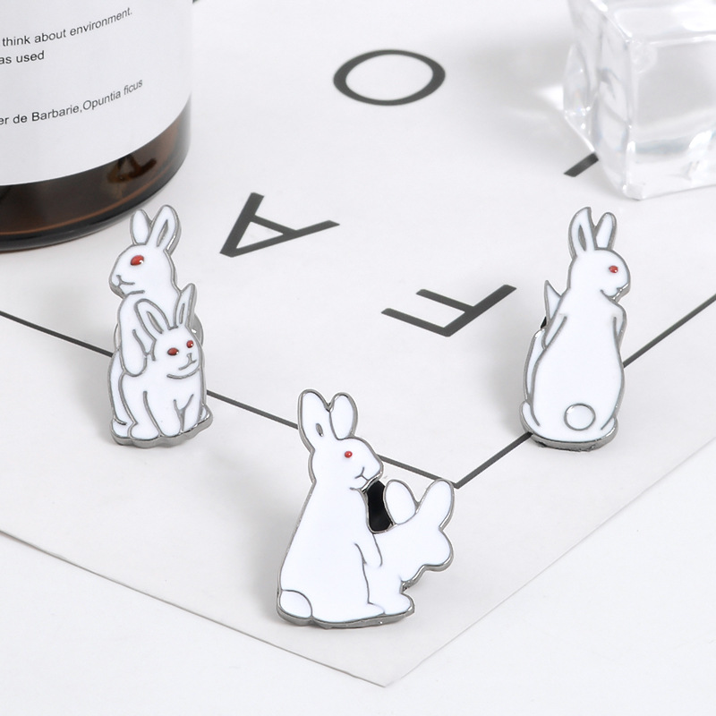브로치 핀 만화 동물 토끼 라펠 에나멜 핀 데님 재킷, - Embroidery Rabbit 리뷰 및 가격