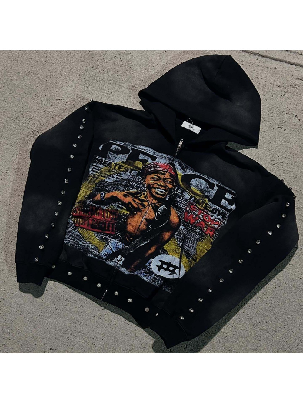 2026년 신상 미국 힙합 루즈핏 후드티 스트릿 아트  - Embroidery Zip Up Hoodie 리뷰 및 가격