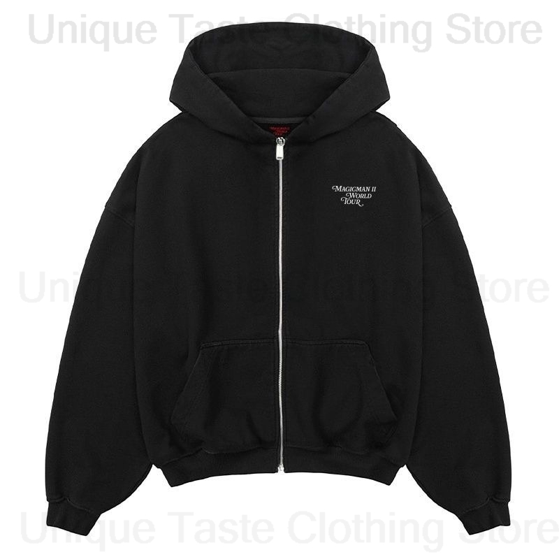 잭슨 왕 MAGICMAN 2 동일한 지퍼 후드티 여성  - Embroidery Zip Up Hoodie 리뷰 및 가격