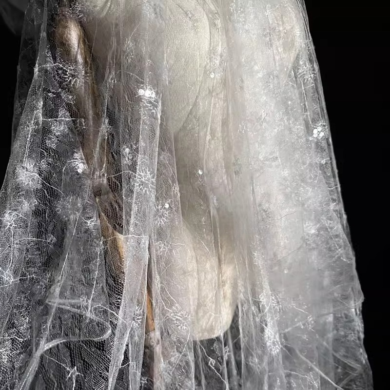 레이스 꽃 자수 스팽글 메쉬 원단 시스루 블랙 치파오  - Embroidery Net Fabric 리뷰 및 가격