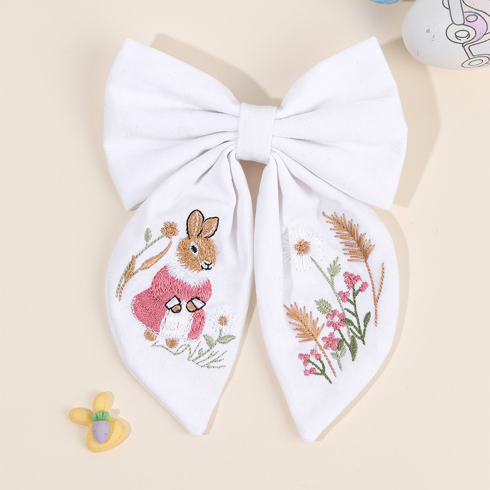 토끼 자수 활 머리 클립 달콤한 소녀 토끼 Bowkno - Embroidery Rabbit 리뷰 및 가격