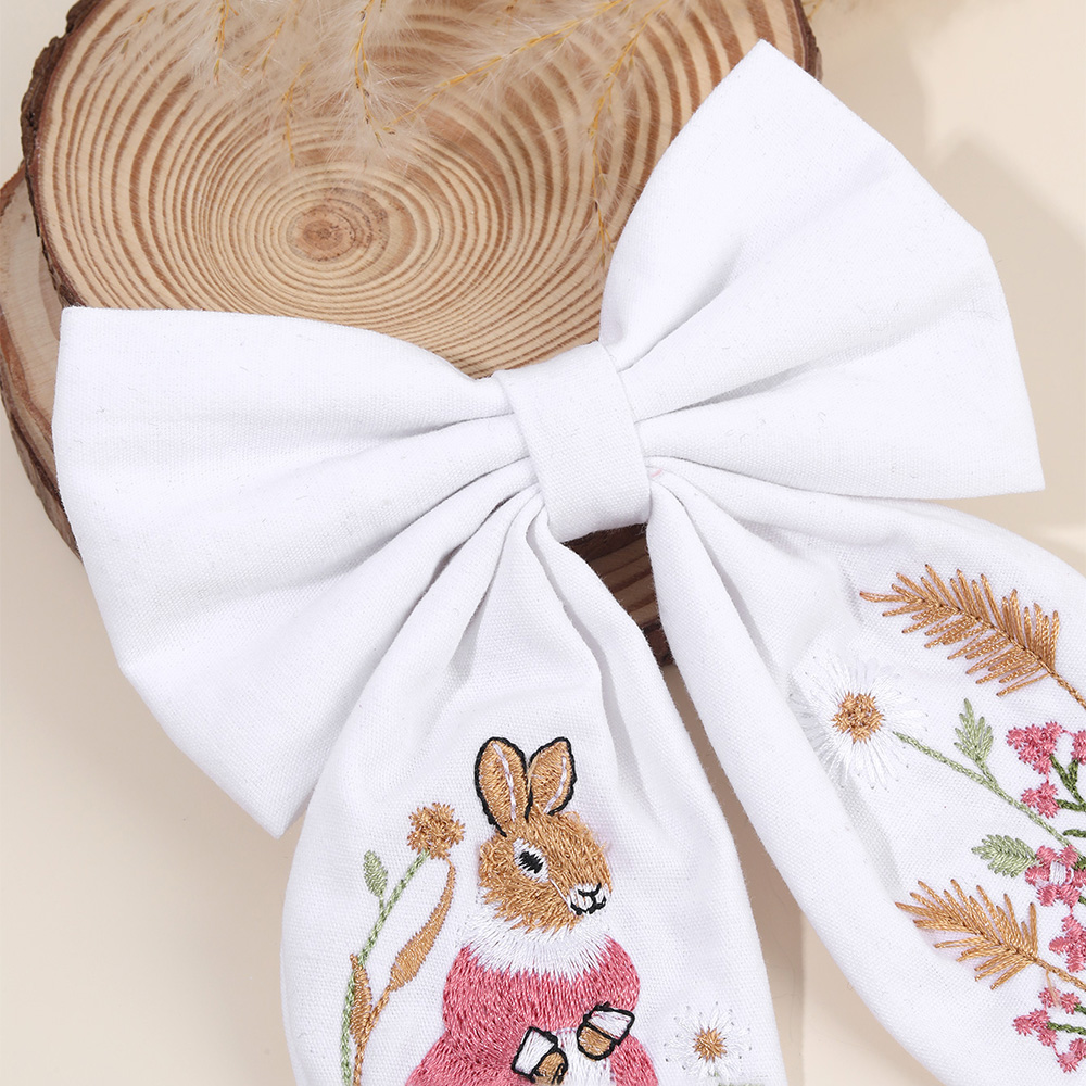 토끼 자수 활 머리 클립 달콤한 소녀 토끼 Bowkno - Embroidery Rabbit 리뷰 및 가격