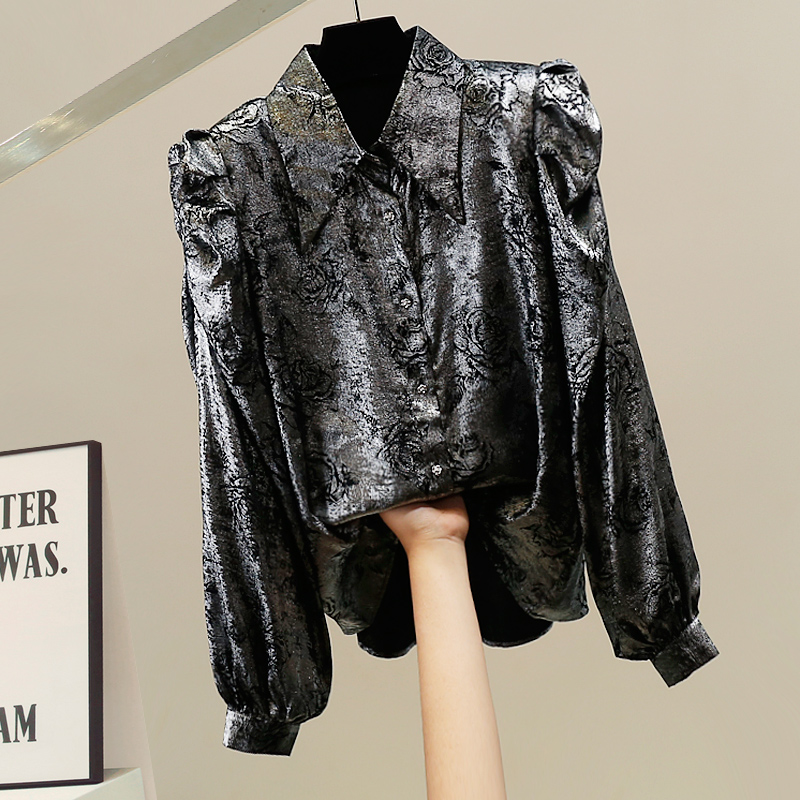 광택 있는 긴팔 셔츠, 무광택 패션, 한국 스타일, 화 - Embroidery Unique Design 리뷰 및 가격