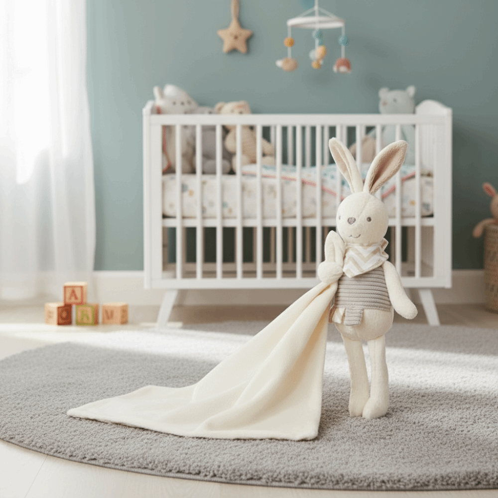 사각형 모양 아기 토끼 이불 우아한 리본 장식 플러시  - Embroidery Rabbit 리뷰 및 가격