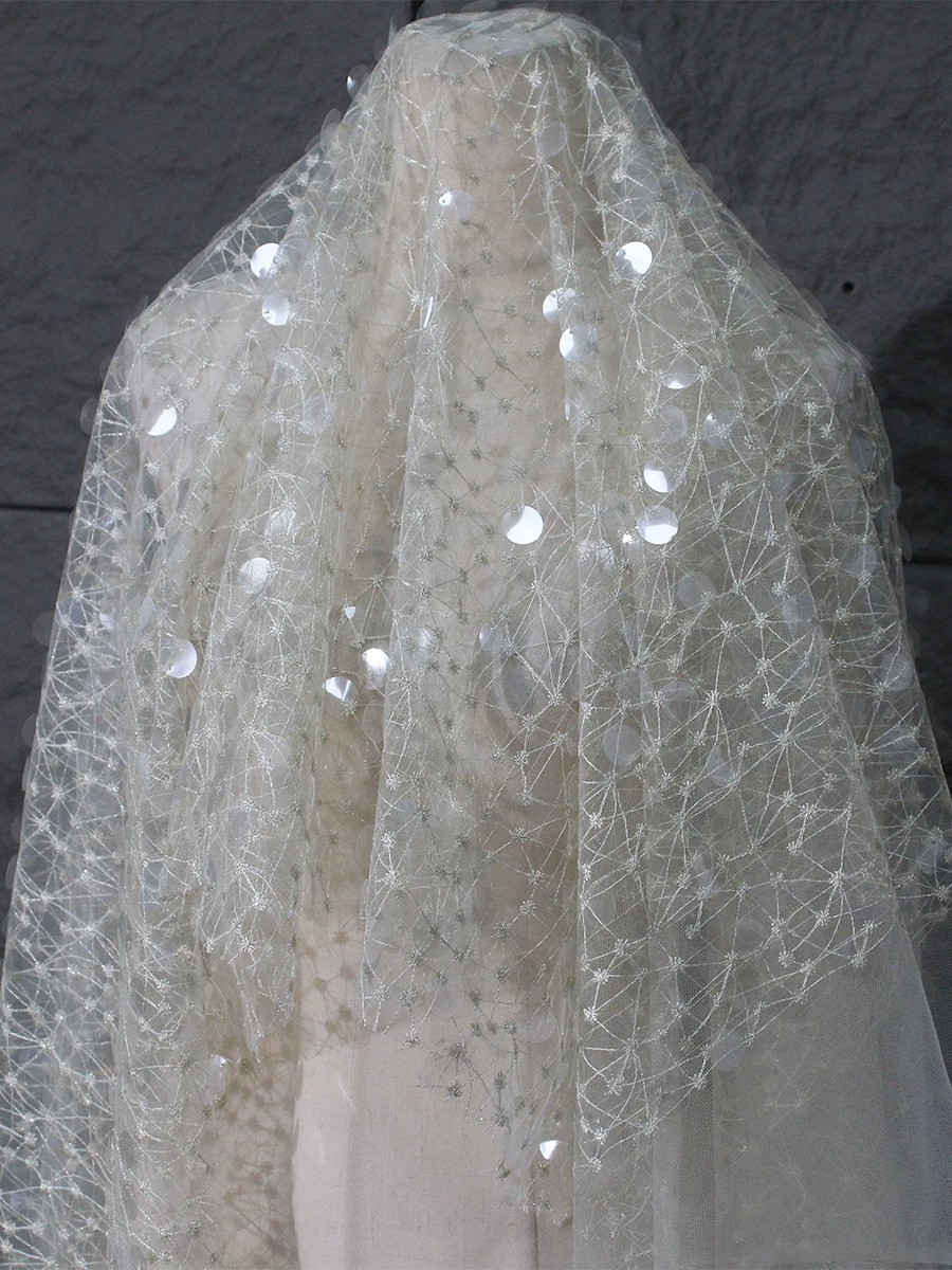 1야드 스팽글 자수실 레이스 원단, 창의적인 아우터,  - Embroidery Net Fabric 리뷰 및 가격