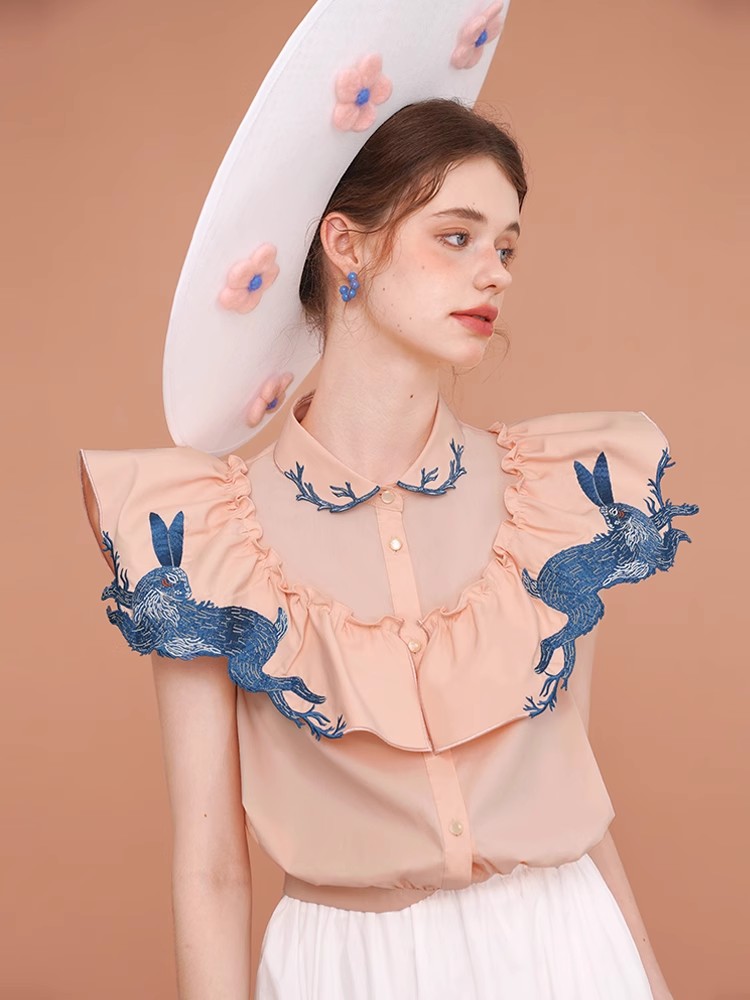 여성용 토끼 자수 셔츠, 절묘한 여름 셔츠 - Embroidery Rabbit 리뷰 및 가격