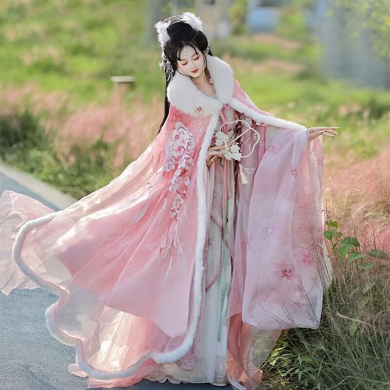 핑크 & 레드 Hanfu 망토 드레스 여성 크리스마스  - Embroidery Xmas 리뷰 및 가격