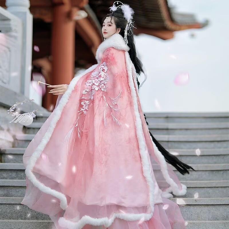 핑크 & 레드 Hanfu 망토 드레스 여성 크리스마스  - Embroidery Xmas 리뷰 및 가격